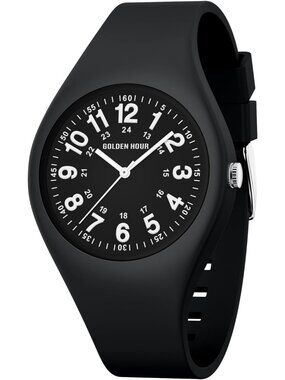 Unisex Black Military Time Easy to Read Dial Jelly Silicone Strap Wrist Watch